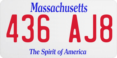 MA license plate 436AJ8