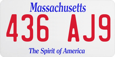 MA license plate 436AJ9