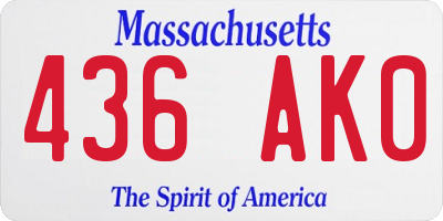 MA license plate 436AK0