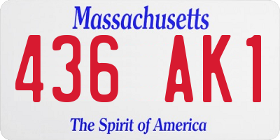 MA license plate 436AK1
