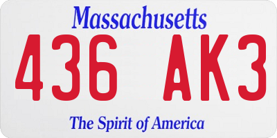 MA license plate 436AK3