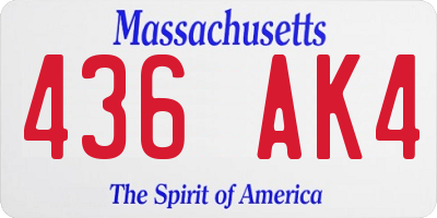 MA license plate 436AK4