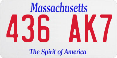 MA license plate 436AK7
