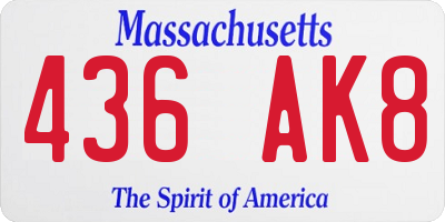 MA license plate 436AK8