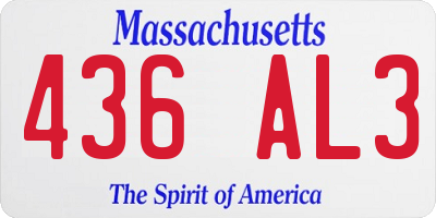 MA license plate 436AL3