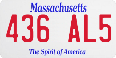 MA license plate 436AL5