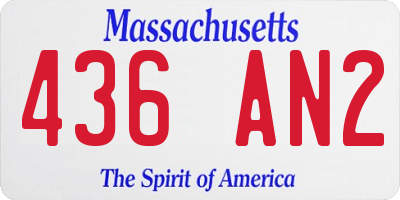 MA license plate 436AN2