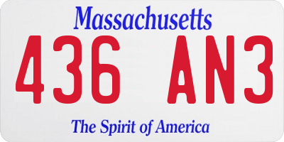 MA license plate 436AN3