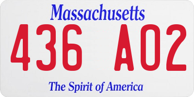 MA license plate 436AO2