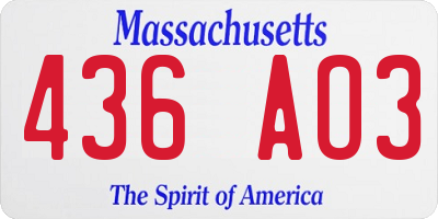 MA license plate 436AO3