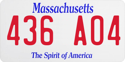 MA license plate 436AO4