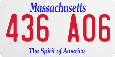 MA license plate 436AO6