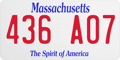 MA license plate 436AO7