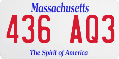 MA license plate 436AQ3