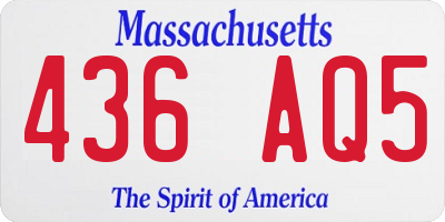 MA license plate 436AQ5