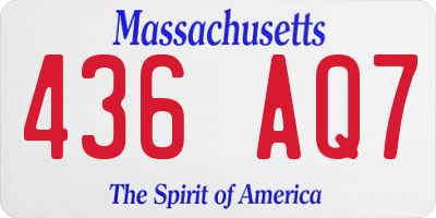 MA license plate 436AQ7