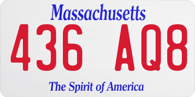 MA license plate 436AQ8