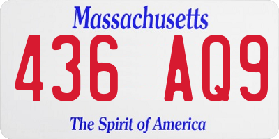 MA license plate 436AQ9