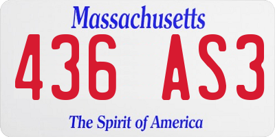 MA license plate 436AS3
