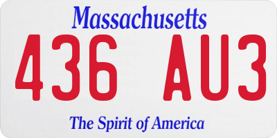 MA license plate 436AU3