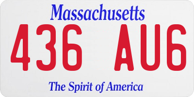 MA license plate 436AU6