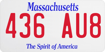 MA license plate 436AU8