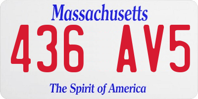 MA license plate 436AV5