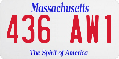 MA license plate 436AW1