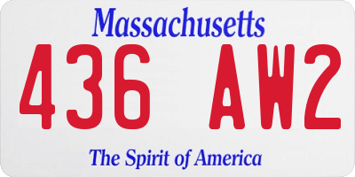 MA license plate 436AW2