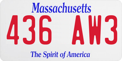 MA license plate 436AW3