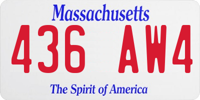 MA license plate 436AW4