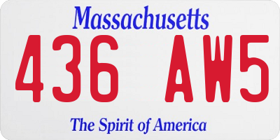 MA license plate 436AW5