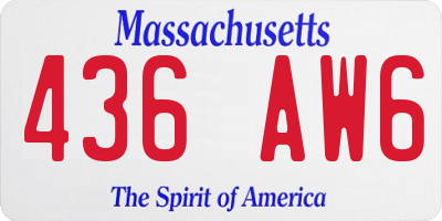 MA license plate 436AW6