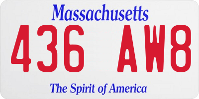 MA license plate 436AW8