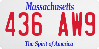 MA license plate 436AW9