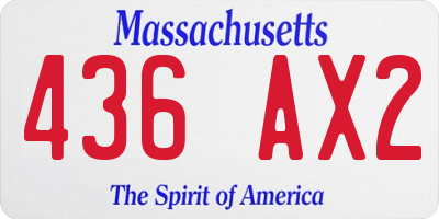MA license plate 436AX2