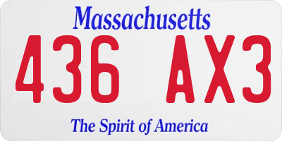 MA license plate 436AX3
