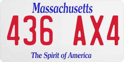MA license plate 436AX4