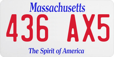 MA license plate 436AX5
