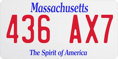 MA license plate 436AX7