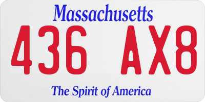 MA license plate 436AX8