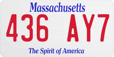 MA license plate 436AY7