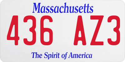 MA license plate 436AZ3