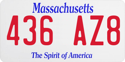 MA license plate 436AZ8
