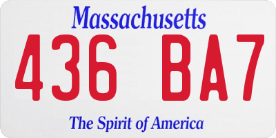MA license plate 436BA7