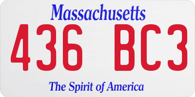 MA license plate 436BC3