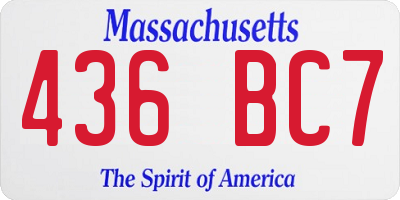 MA license plate 436BC7