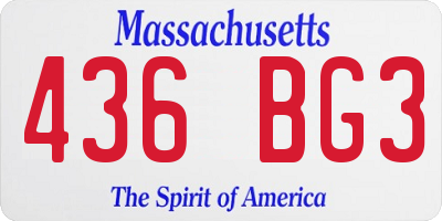 MA license plate 436BG3