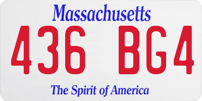 MA license plate 436BG4