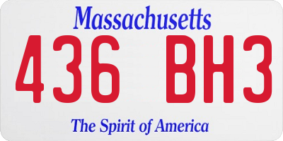 MA license plate 436BH3
